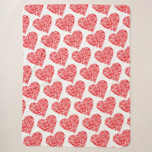 Coeur rouge doré large couverture sherpa