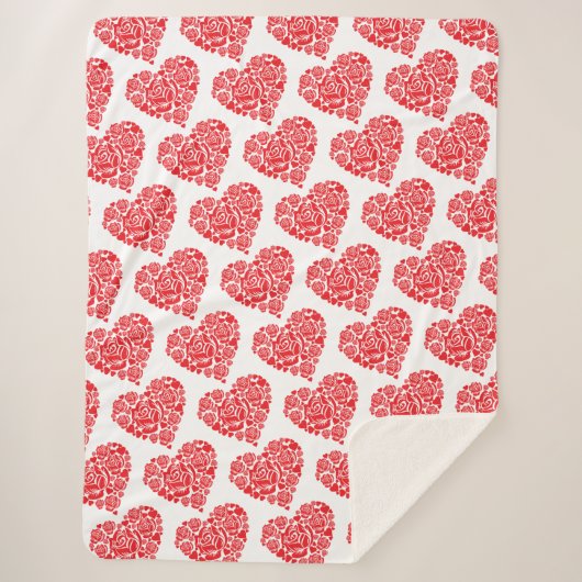 Coeur rouge doré large couverture sherpa (Devant)