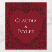 Coeur rouge et noir Mariage gothique Étiquettes de (Étiquettes simples)