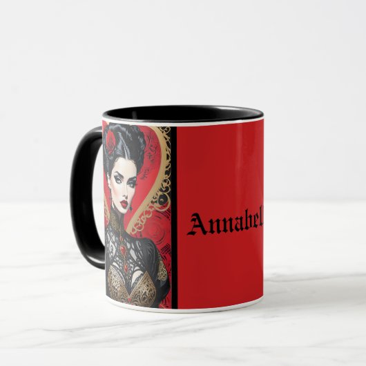 Coeur rouge Goth Lady Coffee Mug (Devant gauche)