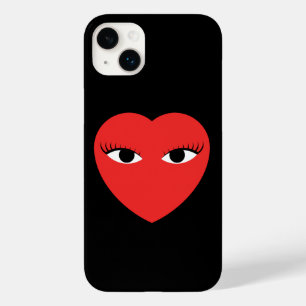 Coeur rouge mignon avec coque iphone des yeux