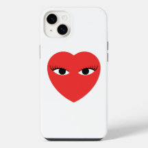 Coeur rouge mignon avec les yeux sur le coque ipho
