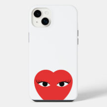 Coeur rouge mignon élégant avec yeux sur blanc