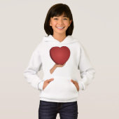 Cœur Rouge Mignon Graphique Fille Capuche Blanche (Devant entier)