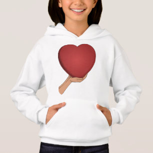 Cœur Rouge Mignon Graphique Fille Capuche Blanche