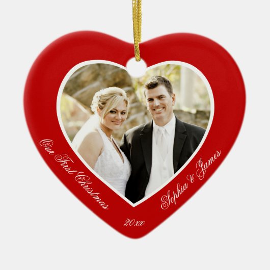 Coeur rouge Notre premier ornement de Noël (Devant)