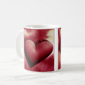 Coeur rouge Romantique 3d Aquarelle Mug (Devant gauche)
