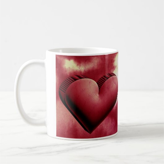Coeur rouge Romantique 3d Aquarelle Mug (Gauche)