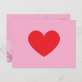 Coeur rouge sur carte postale (Devant / Derrière)