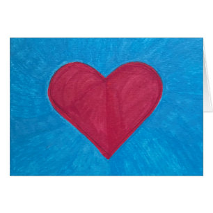 Coeur rouge sur le CHAMP BLEU