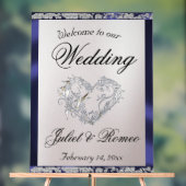 Coeur, ruban bleu et étincelle Bienvenue (Neutre)