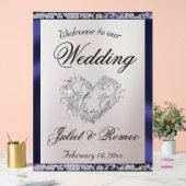 Coeur, ruban bleu et étincelle Bienvenue (Mariage)