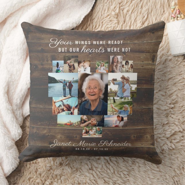 Coeur rustique | 15 Photo Collage Coussin commémor (Couverture)