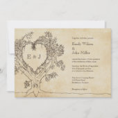 Coeur rustique dans des invitations d'un mariage (Devant)