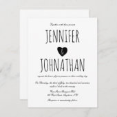 Coeur rustique invitations de mariage simples (Devant / Derrière)