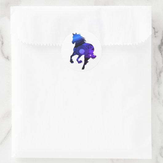 Coeur sauvage, Autocollant Cheval Bleu (Sac)
