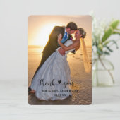 Coeur Script Confetti Retour Photo Mariage Merci (Debout devant)