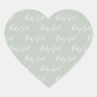 Script Green Baby Girl Sticker Coeur moderne