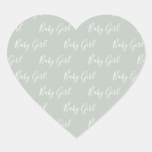 Cœur Script Green Baby Girl Sticker Coeur moderne