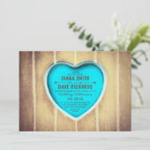 coeur sculpté bois rustique faire-part de mariage (Debout devant)