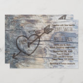 Coeur sculpté en bois Inséparables Faire-part de m (Devant / Derrière)