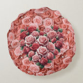 Cœur Secret de Roses sur Coussin Rond en Roses (Dos)