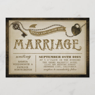 Coeur serrure et squelette clés mariage Invitation