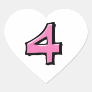 Cœur Silly Number 4 rose white Heart Sticker
