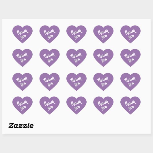 Cœur Soft Muted Lavender Thank You Heart Sticker (Feuille)