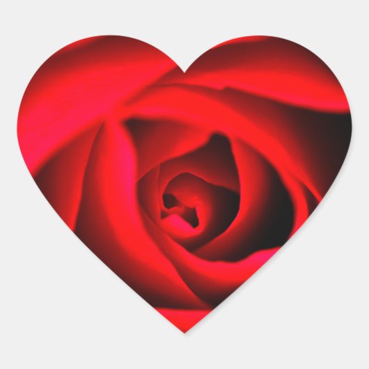 Cœur Sticker à fleurs de rose rouge (Devant)