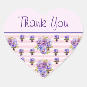 Cœur Sticker à Merci floral à rayure rose anseuse