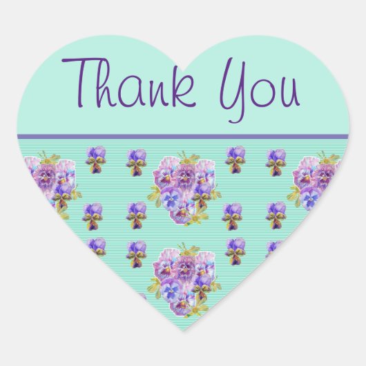 Cœur Sticker à Merci floral Pansy (Devant)