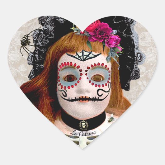 Cœur Sticker à poupée Dia de Muertos (Devant)