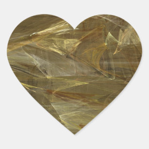 Cœur Sticker Abstrait Gold Fractal Heart
