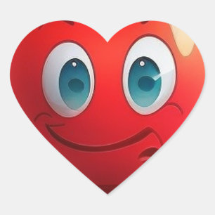 Cœur Sticker au coeur rouge souriant