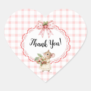 Cœur Sticker Baby shower-Coeur Merci fraise