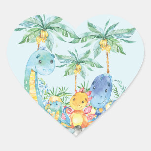 Cœur Sticker Baby shower Dinousaurs Cute Favoriser