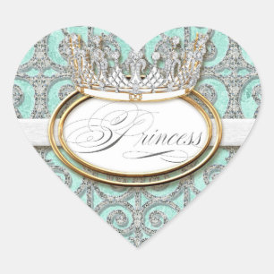 Cœur Sticker Baby shower Royal Princess Crown Girl