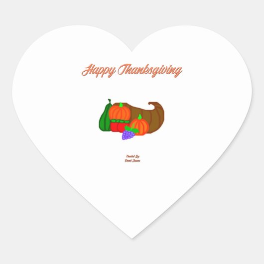 Cœur Sticker cardiaque Cornucopia Thanksgiving (Devant)