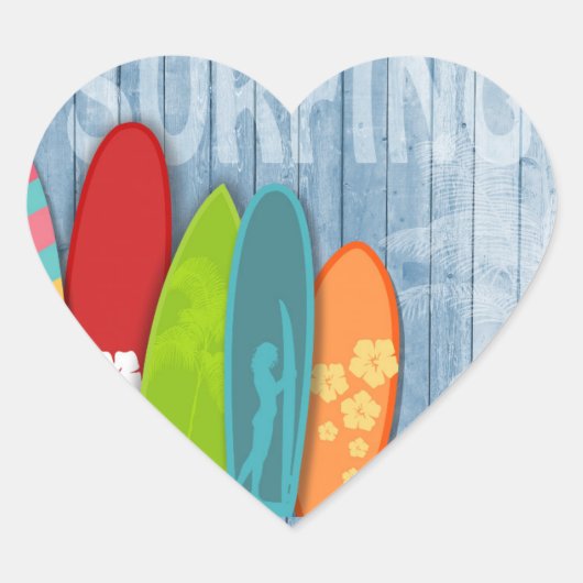 Cœur Sticker cardiaque de Surfboards (Devant)