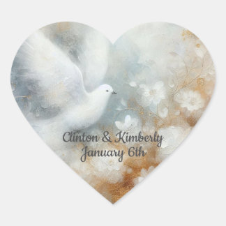 Cœur Sticker cardiaque floral Dove mariage personnalisa