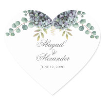 Sticker cardiaque Purplish Hydrangeas Eucalyptus