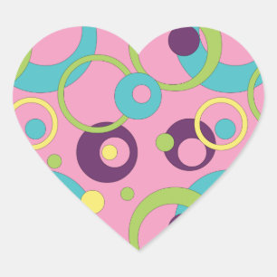 Cœur Sticker Cercles Roses Funky