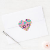 Cœur Sticker Cercles Roses Funky (Enveloppe)