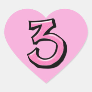 Cœur Sticker Coeur 3 rose Silly Number