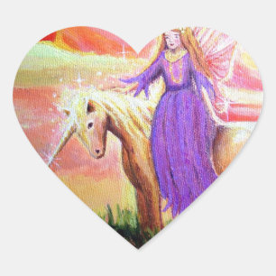 Cœur Sticker Coeur Angel & Unicorn