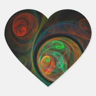 Cœur Sticker Coeur Art Abstrait Vert de renaissance