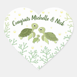 Cœur Sticker Coeur blanc Baby shower de tortue de mer
