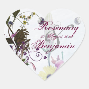 Cœur Sticker Coeur Bouquet Mariage fleuri