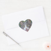 Cœur Sticker Coeur Chat Blanc/Gris (Enveloppe)